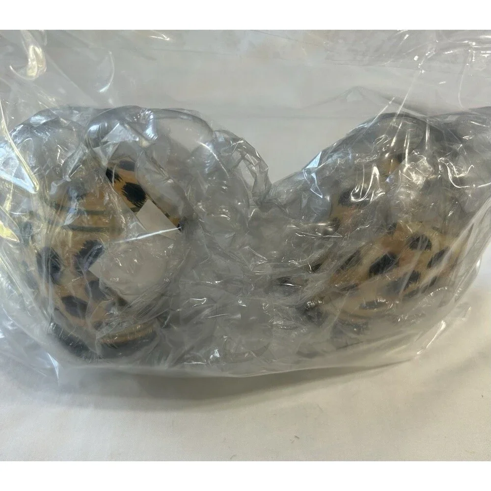 Safari Leopard Salt And Pepper Shaker Set Tropical Orange Black Ceramic 4x3”